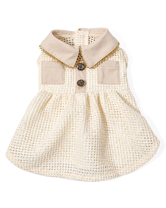 Gold Line Mesh Dressーアイボリー