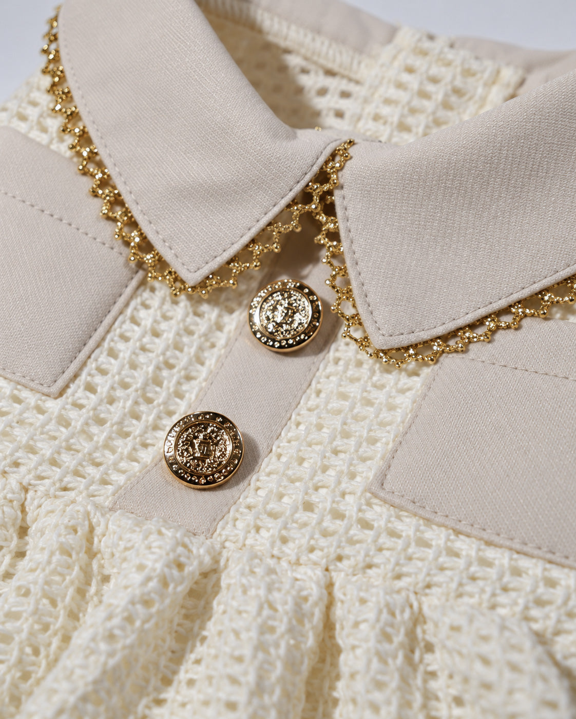 Gold Line Mesh Dressーアイボリー