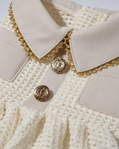 Gold Line Mesh Dressーアイボリー