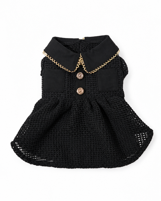Gold Line Mesh Dressーブラック