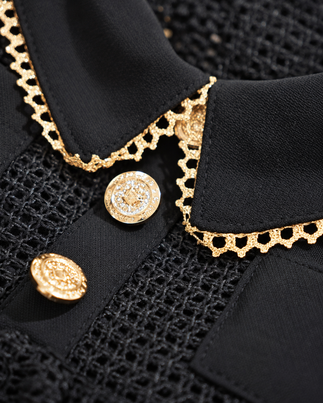 Gold Line Mesh Dressーブラック